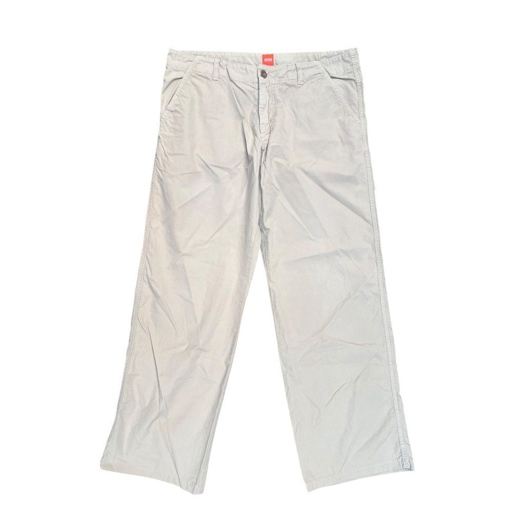 Hugo Boss Sparo-D Mens Khaki Beige Chino Pants 36R Regular Fit Cotton Trousers